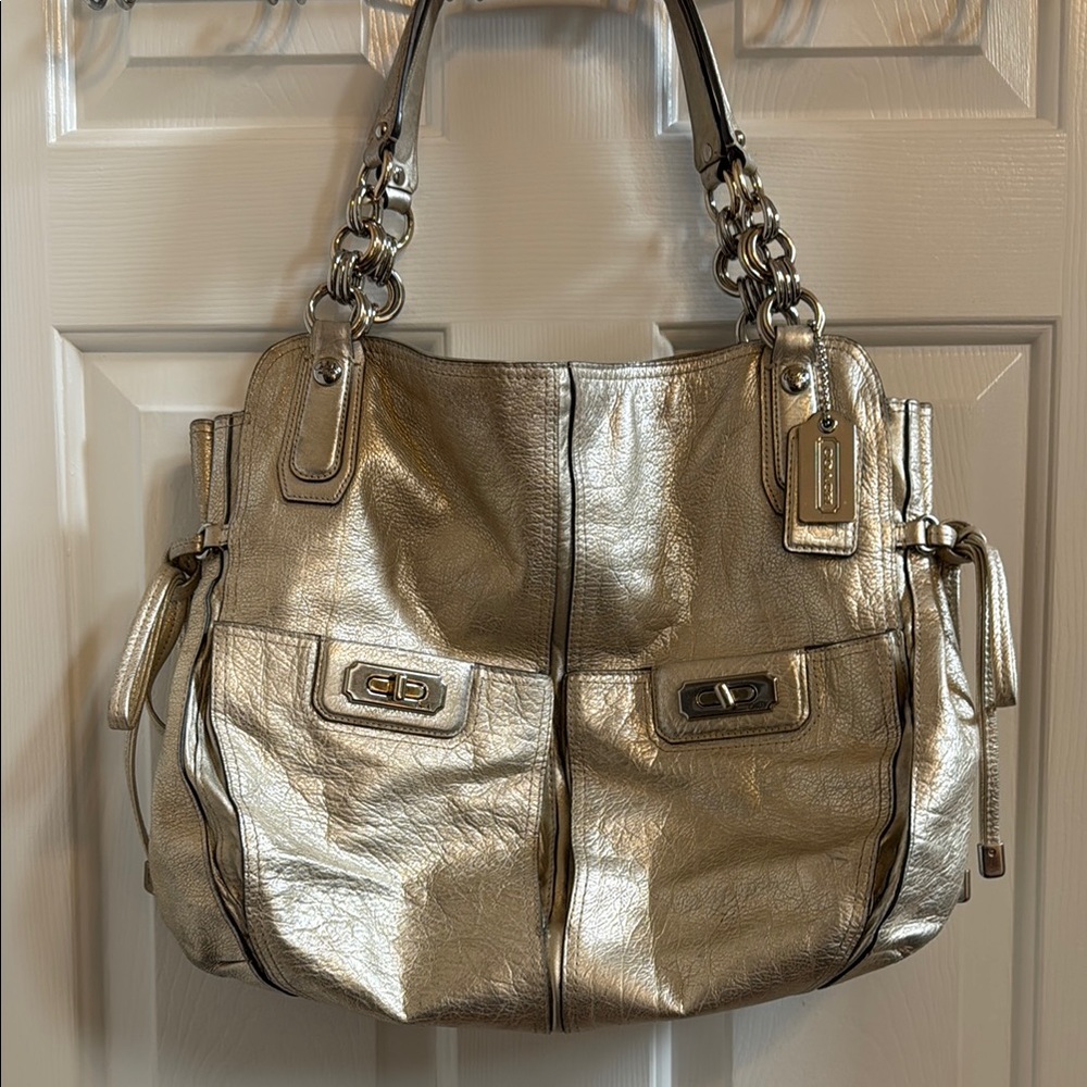 Coach Metallic Gold Slouchy Handbag